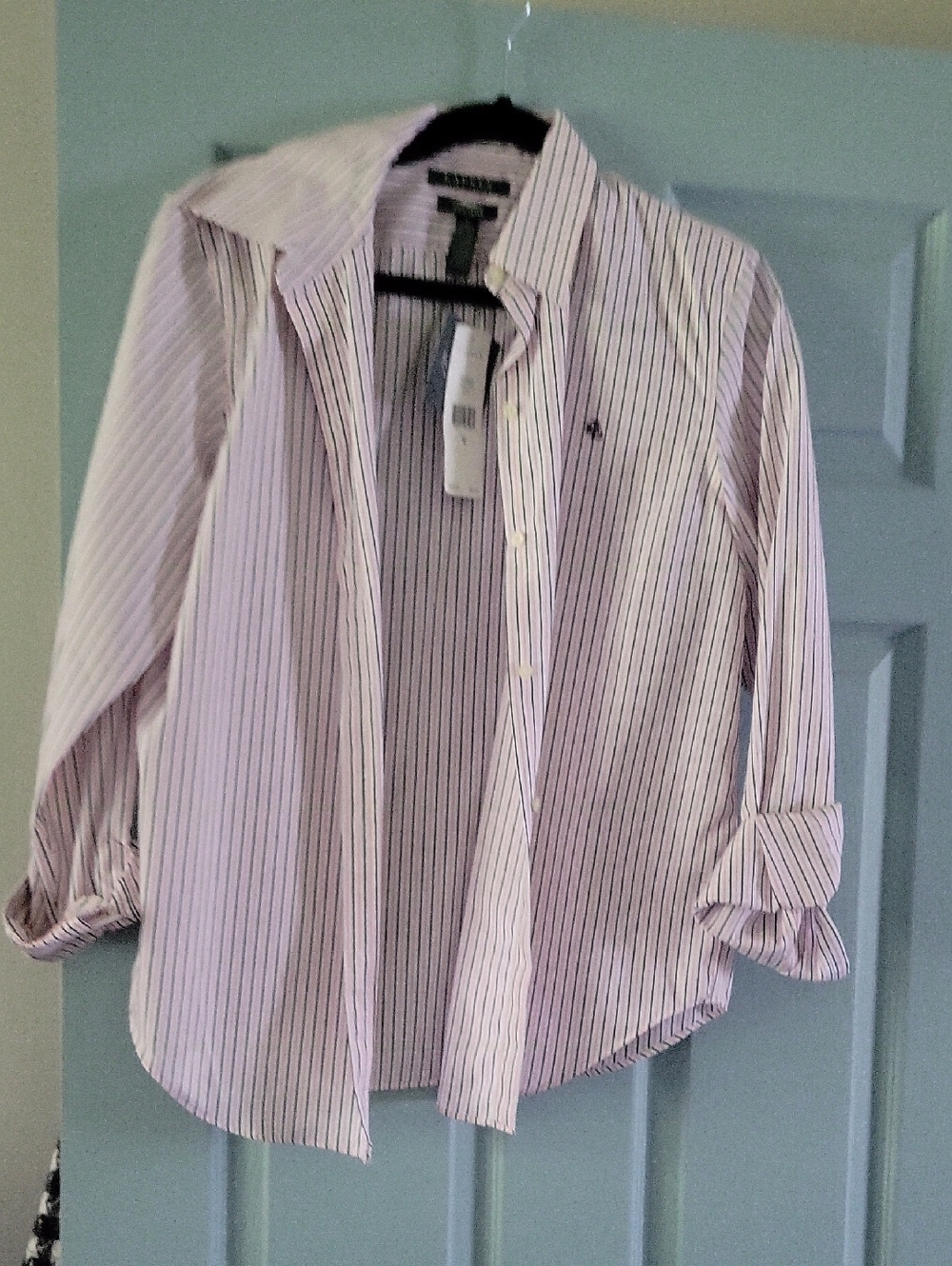 Women's Striped Button-Down Dress Shirt - Light Pink/White